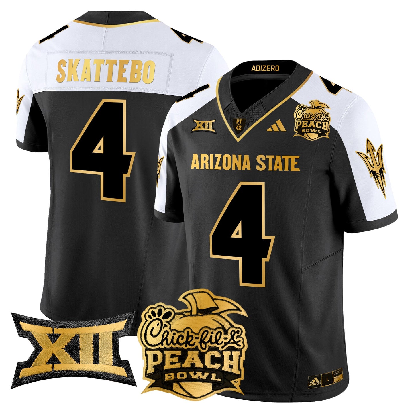 Arizona State Sun Devils 2025 Peach Bowl Gold Vapor Limited Jersey V2 - All Stitched