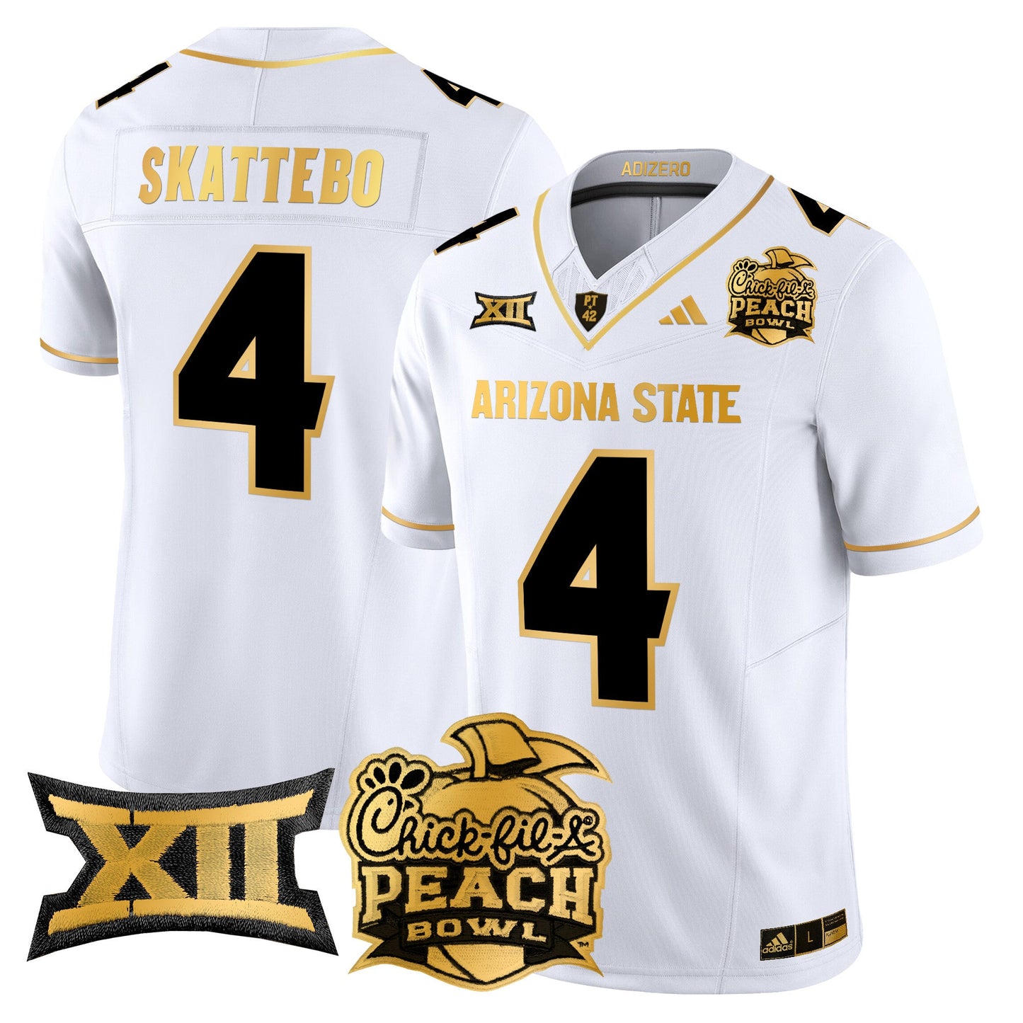 Arizona State Sun Devils 2025 Peach Bowl Gold Vapor Limited Jersey V2 - All Stitched