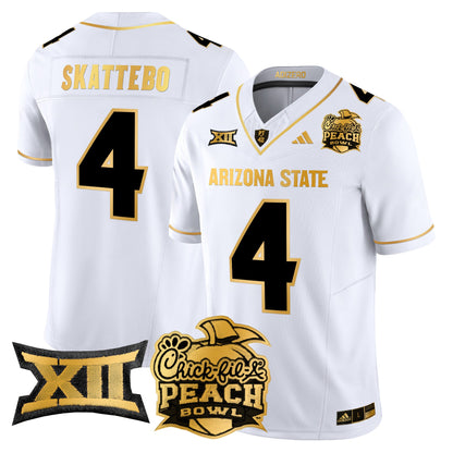 Arizona State Sun Devils 2025 Peach Bowl Gold Vapor Limited Jersey V2 - All Stitched