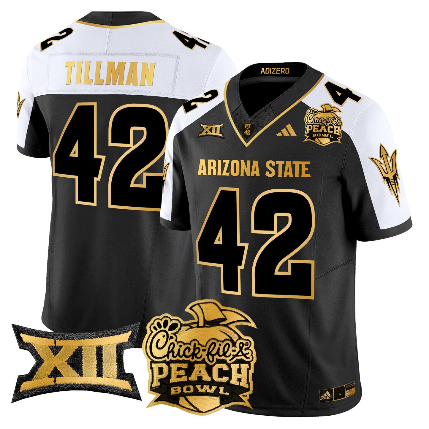 Arizona State Sun Devils 2025 Peach Bowl Gold Vapor Limited Jersey V2 - All Stitched