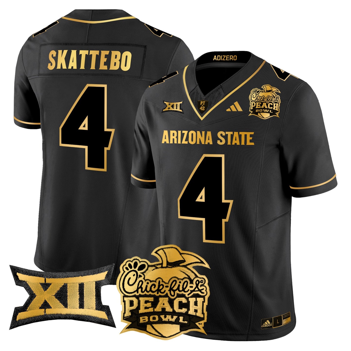 Arizona State Sun Devils 2025 Peach Bowl Gold Vapor Limited Jersey V2 - All Stitched