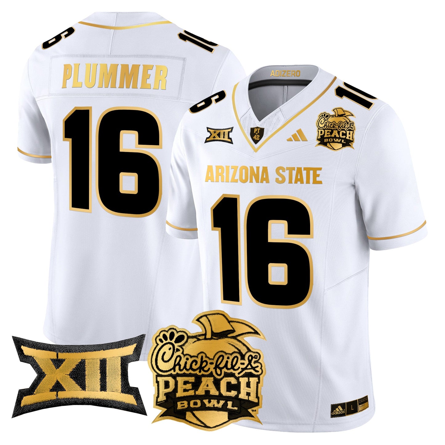 Arizona State Sun Devils 2025 Peach Bowl Gold Vapor Limited Jersey V2 - All Stitched
