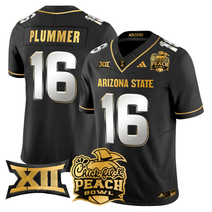 Arizona State Sun Devils 2025 Peach Bowl Gold Vapor Limited Jersey V2 - All Stitched