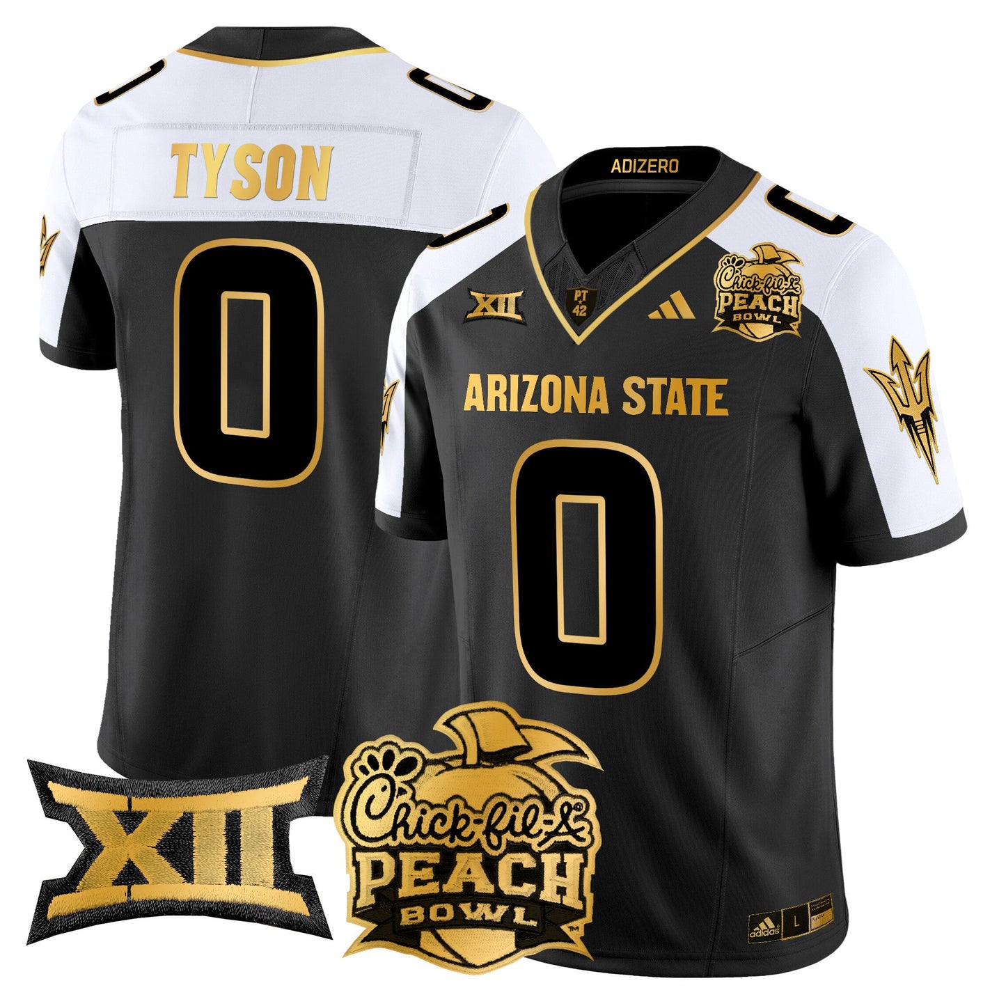 Arizona State Sun Devils 2025 Peach Bowl Gold Vapor Limited Jersey V2 - All Stitched