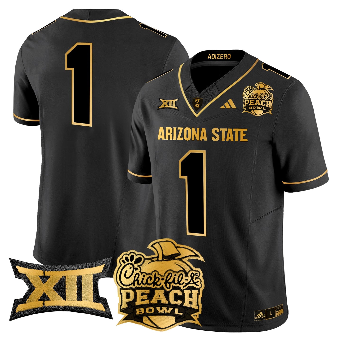 Arizona State Sun Devils 2025 Peach Bowl Gold Vapor Limited Jersey V2 - All Stitched