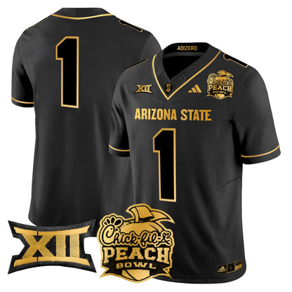 Arizona State Sun Devils 2025 Peach Bowl Gold Vapor Limited Jersey V2 - All Stitched