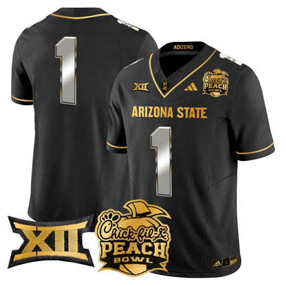 Arizona State Sun Devils 2025 Peach Bowl Gold Vapor Limited Jersey V2 - All Stitched
