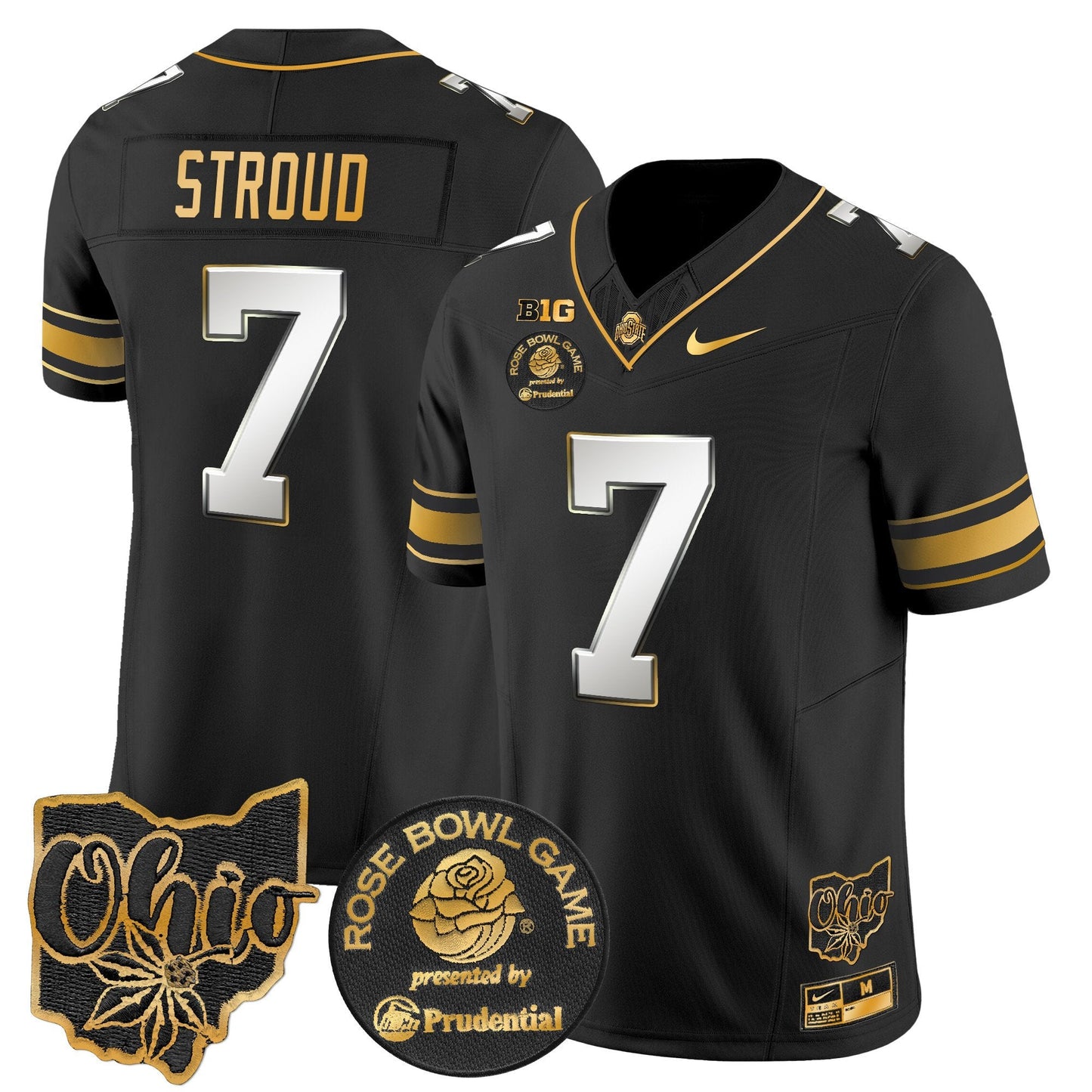 Ohio State Buckeyes Rose Bowl Gold Vapor Limited Jersey - All Stitched