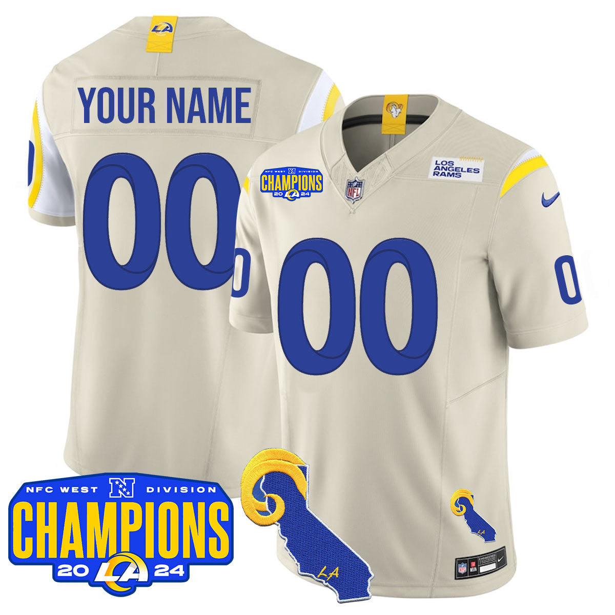 Custom Gender/Name LAR 2024 NFC West Division Champions Jersey - All Stitched