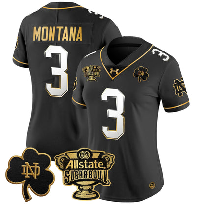 Women's Notre Dame Fighting Irish 2024 Sugar Bowl Gold Patch Vapor Limited Jersey - All Stitched