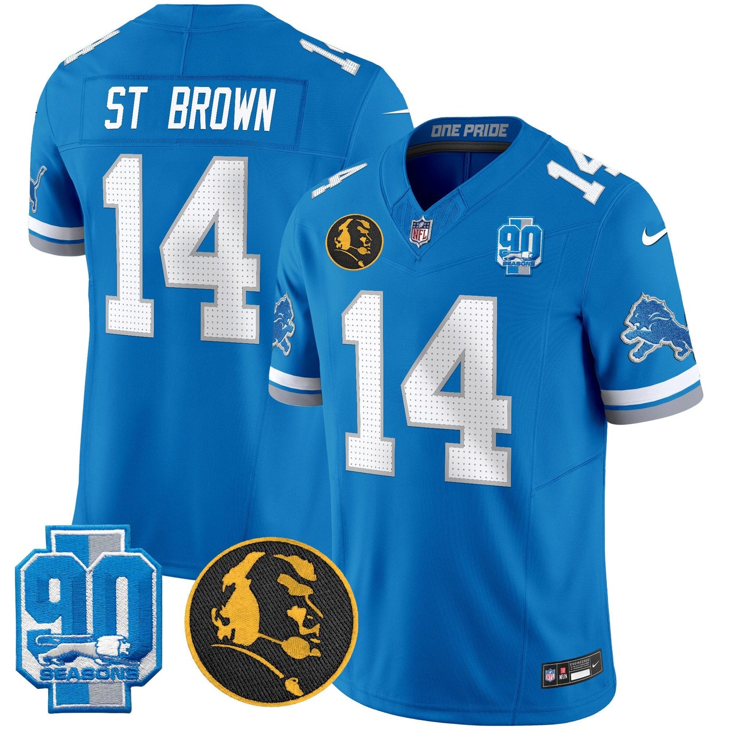 Men's Detroit Lions 2024 90th & John Madden Patch Vapor Limited Jersey V2 - All Stitched