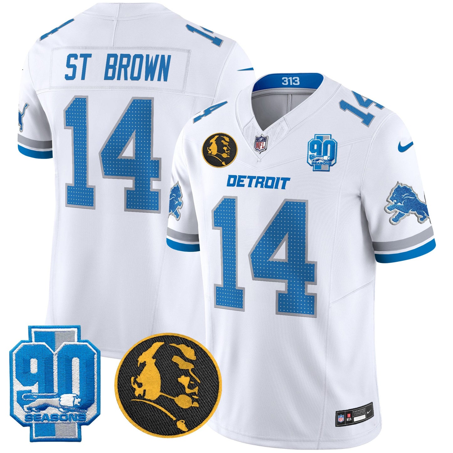 Men's Detroit Lions 2024 90th & John Madden Patch Vapor Limited Jersey V2 - All Stitched