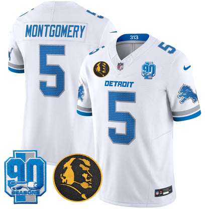 Men's Detroit Lions 2024 90th & John Madden Patch Vapor Limited Jersey V2 - All Stitched
