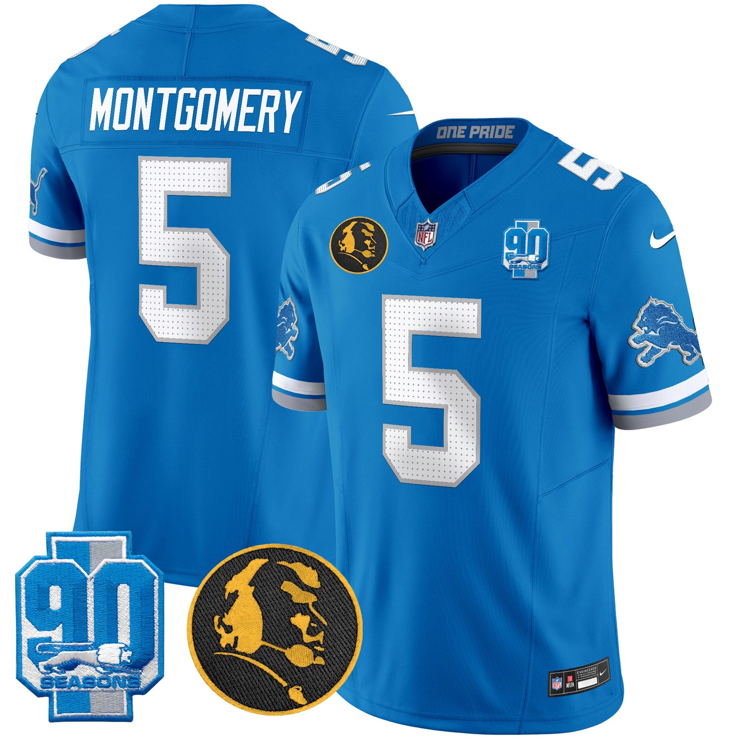 Men's Detroit Lions 2024 90th & John Madden Patch Vapor Limited Jersey V2 - All Stitched