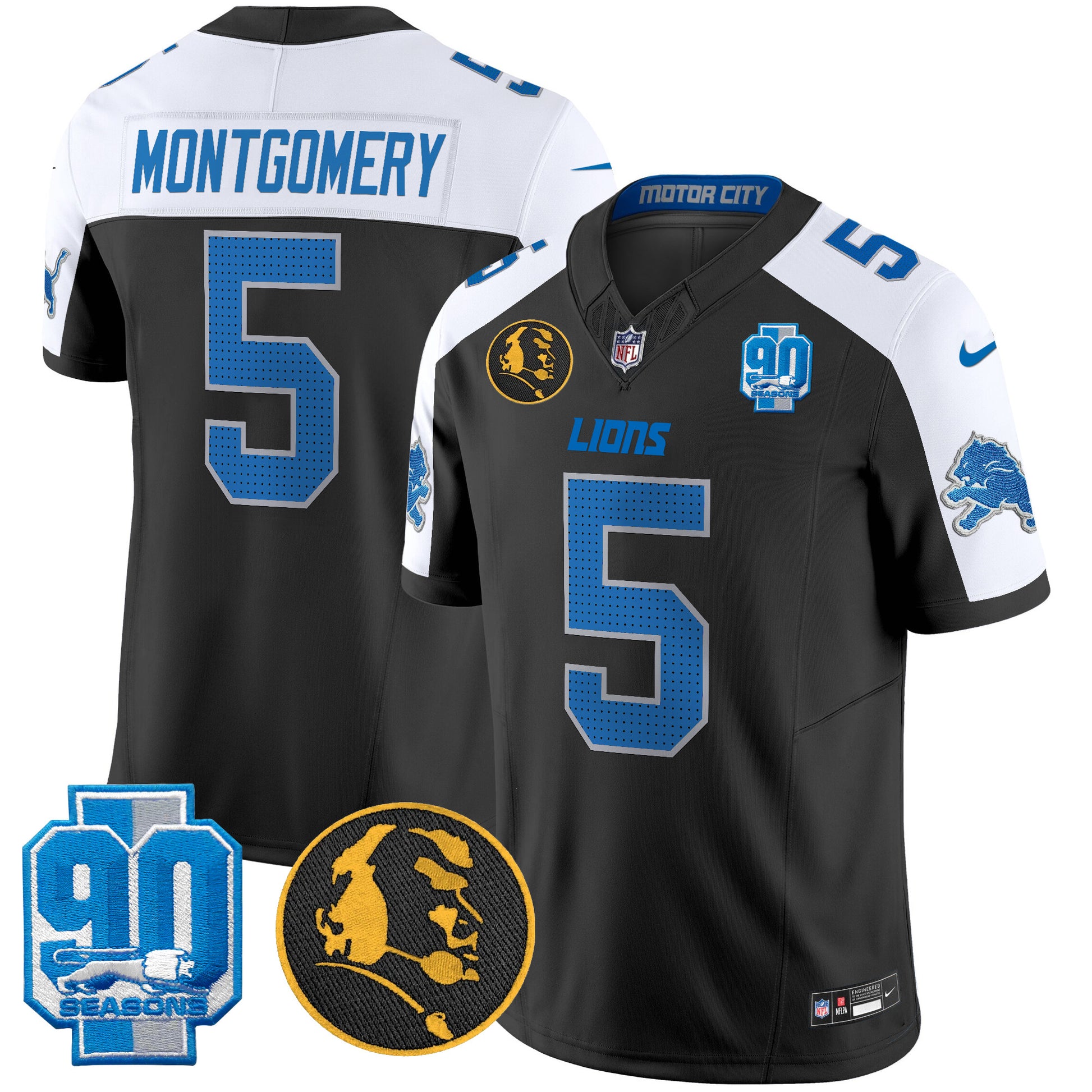 Men's Detroit Lions 2024 90th & John Madden Patch Vapor Limited Jersey V2 - All Stitched