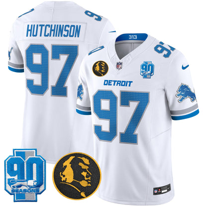 Men's Detroit Lions 2024 90th & John Madden Patch Vapor Limited Jersey V2 - All Stitched