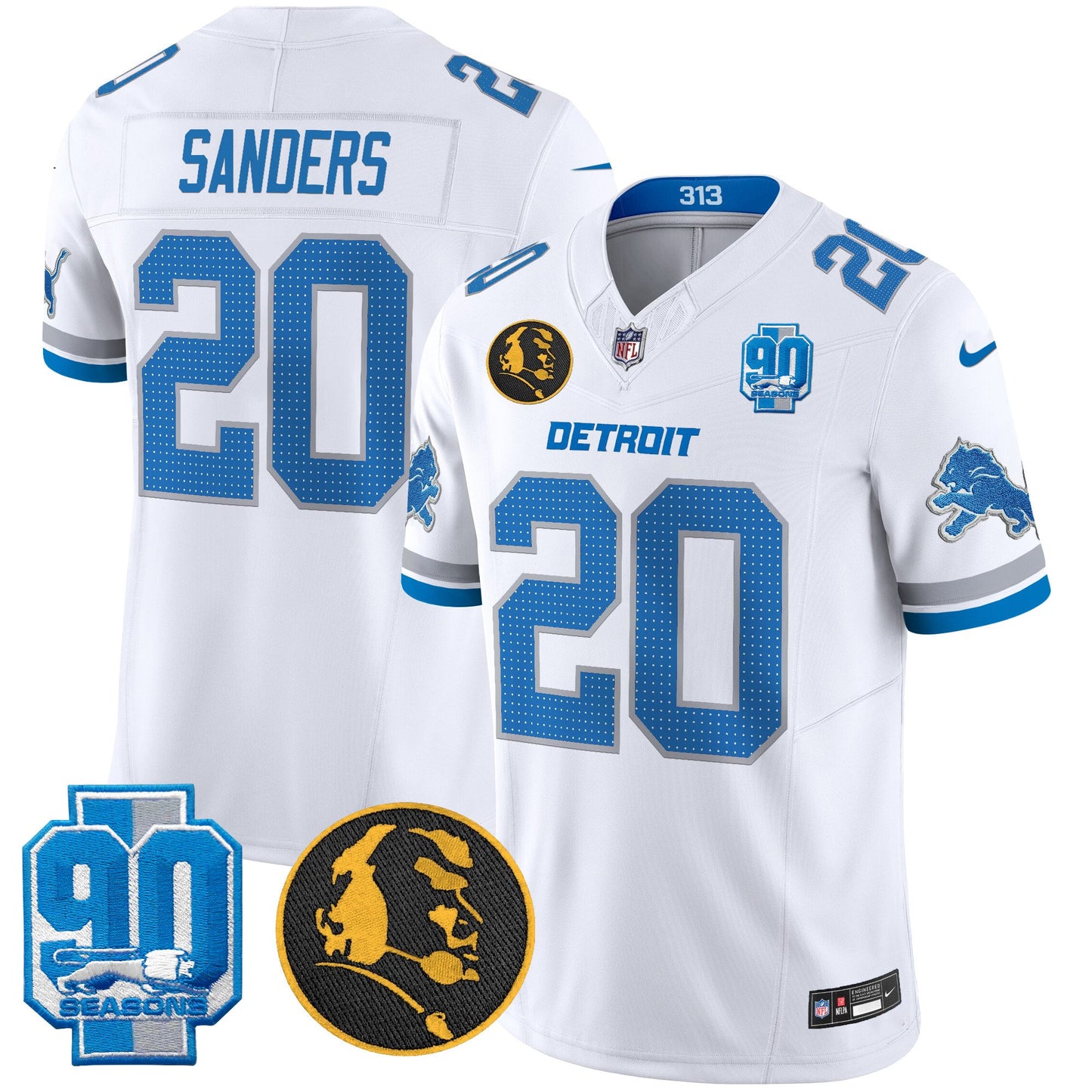 Men's Detroit Lions 2024 90th & John Madden Patch Vapor Limited Jersey V2 - All Stitched