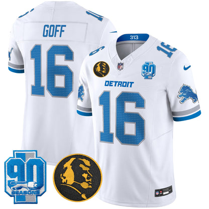 Men's Detroit Lions 2024 90th & John Madden Patch Vapor Limited Jersey V2 - All Stitched