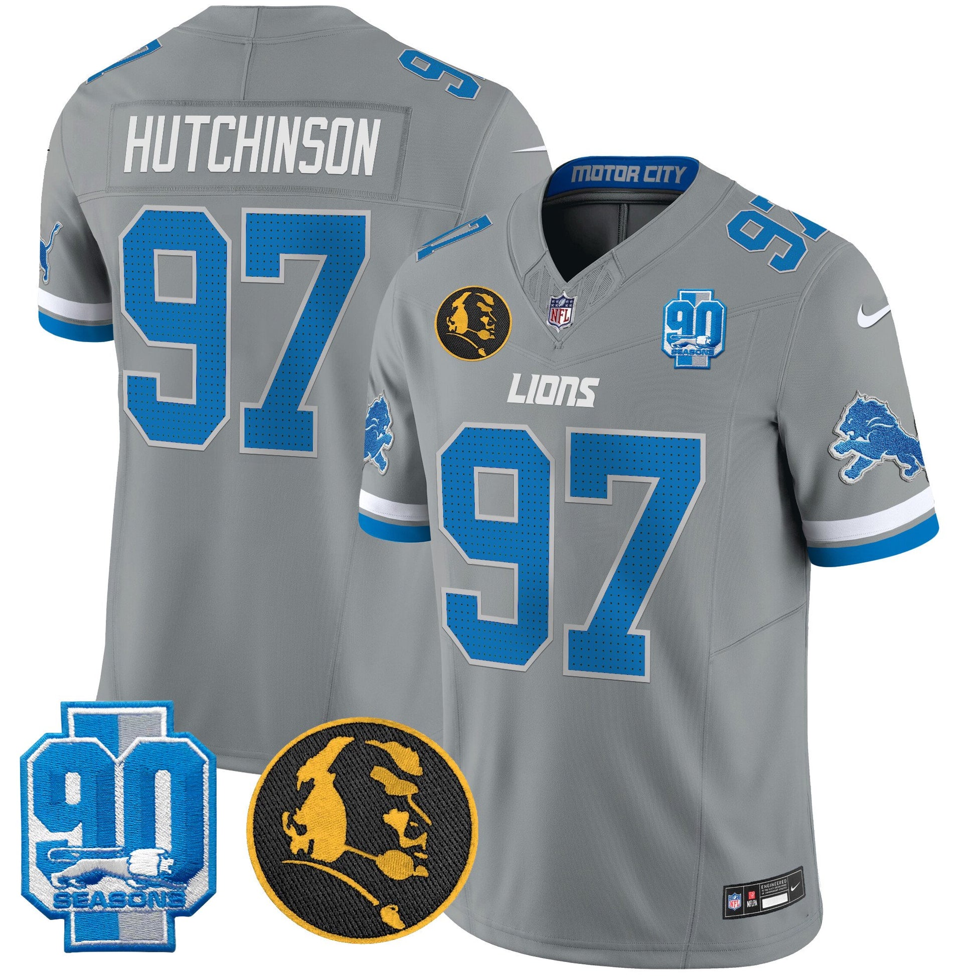 Men's Detroit Lions 2024 90th & John Madden Patch Vapor Limited Jersey V2 - All Stitched