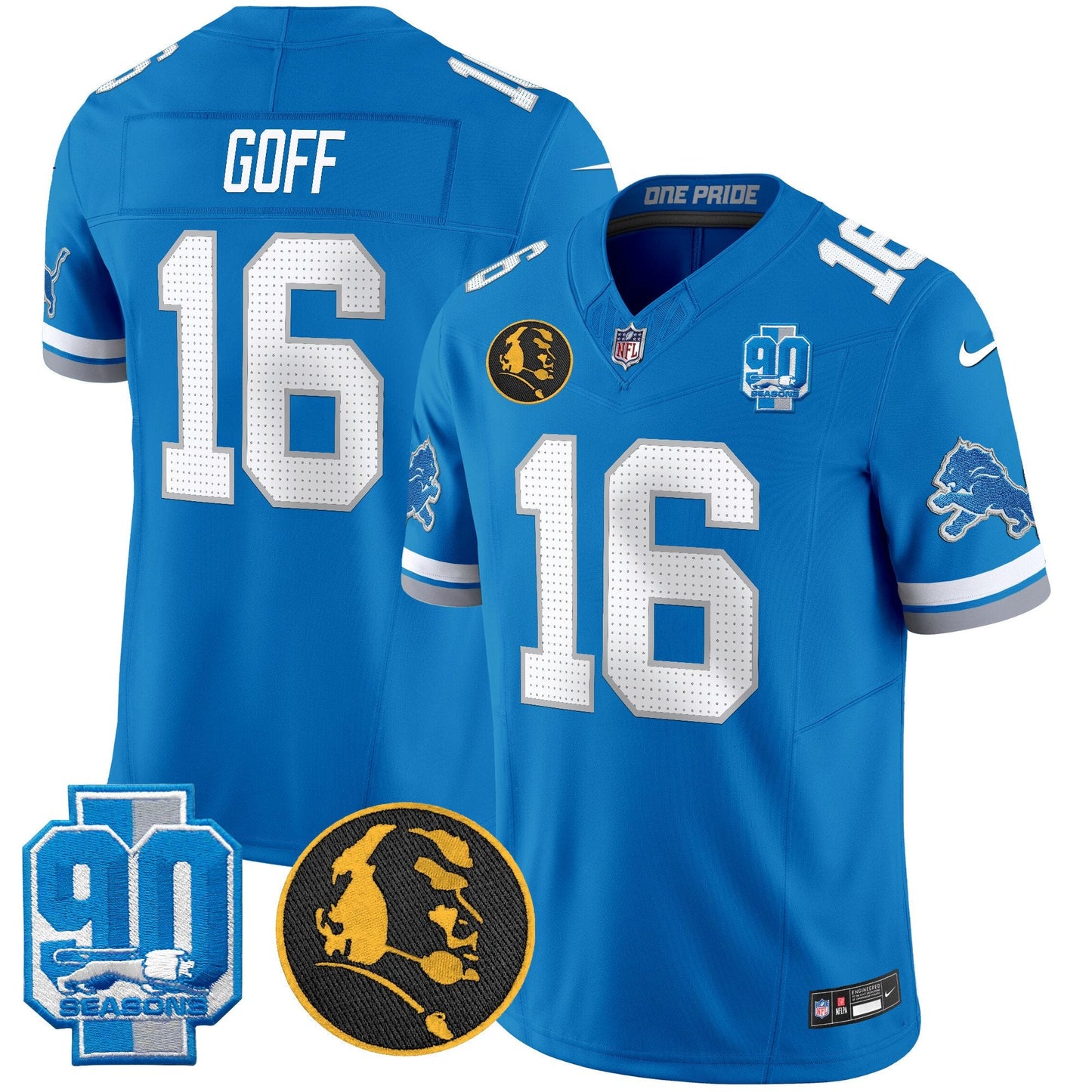 Men's Detroit Lions 2024 90th & John Madden Patch Vapor Limited Jersey V2 - All Stitched