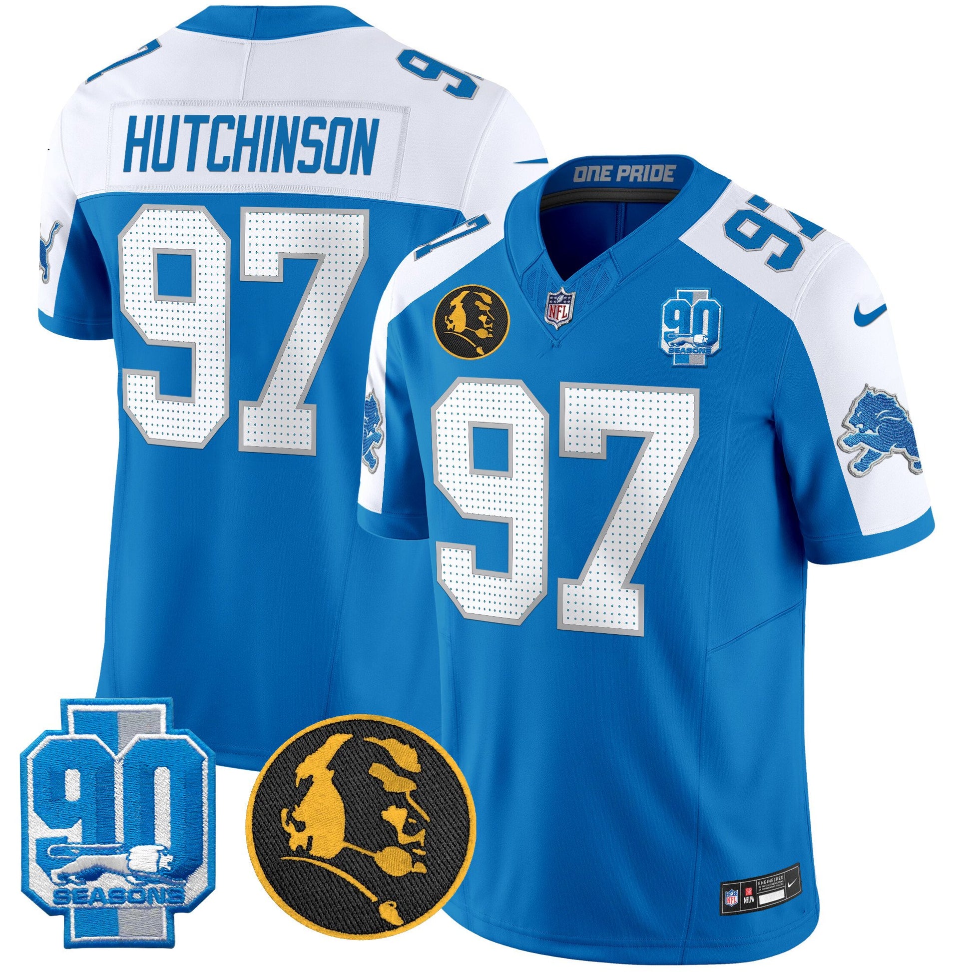 Men's Detroit Lions 2024 90th & John Madden Patch Vapor Limited Jersey V2 - All Stitched