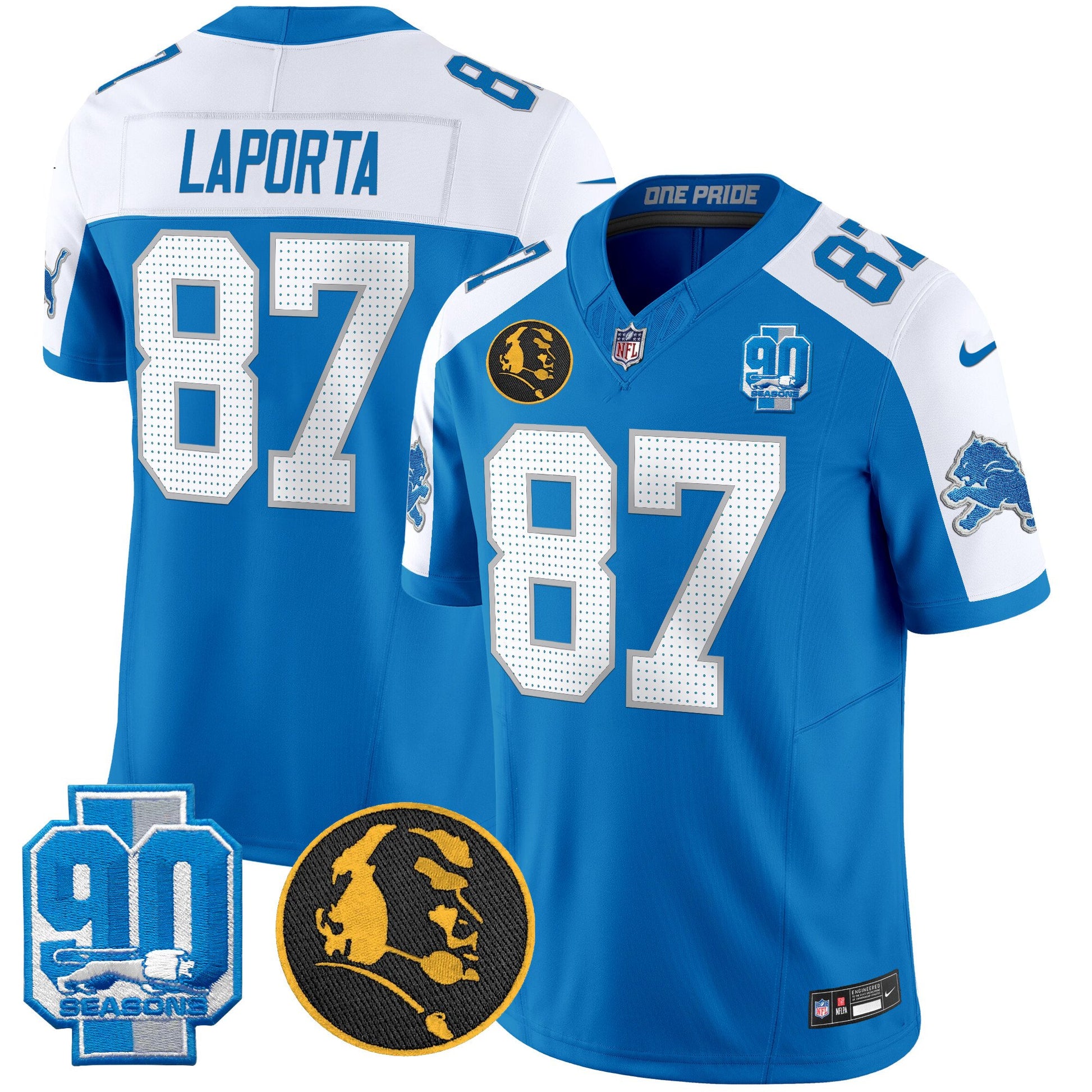 Men's Detroit Lions 2024 90th & John Madden Patch Vapor Limited Jersey V2 - All Stitched