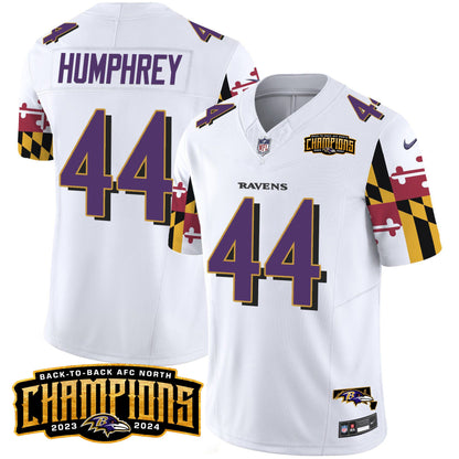 Ravens Maryland Flag Back To Back AFC North Champions Patch Vapor Limited Jersey - All Stitched