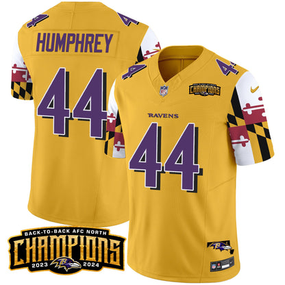 Ravens Maryland Flag Back To Back AFC North Champions Patch Vapor Limited Jersey - All Stitched