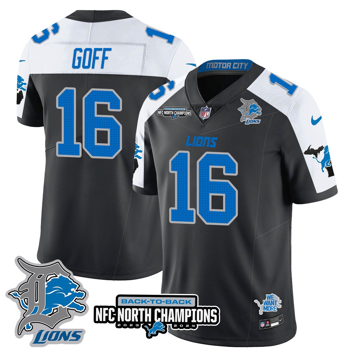 Custom Gender/Name Detroit Lions 2024 NFC North Champions Gold Jersey N3 - All Stitched