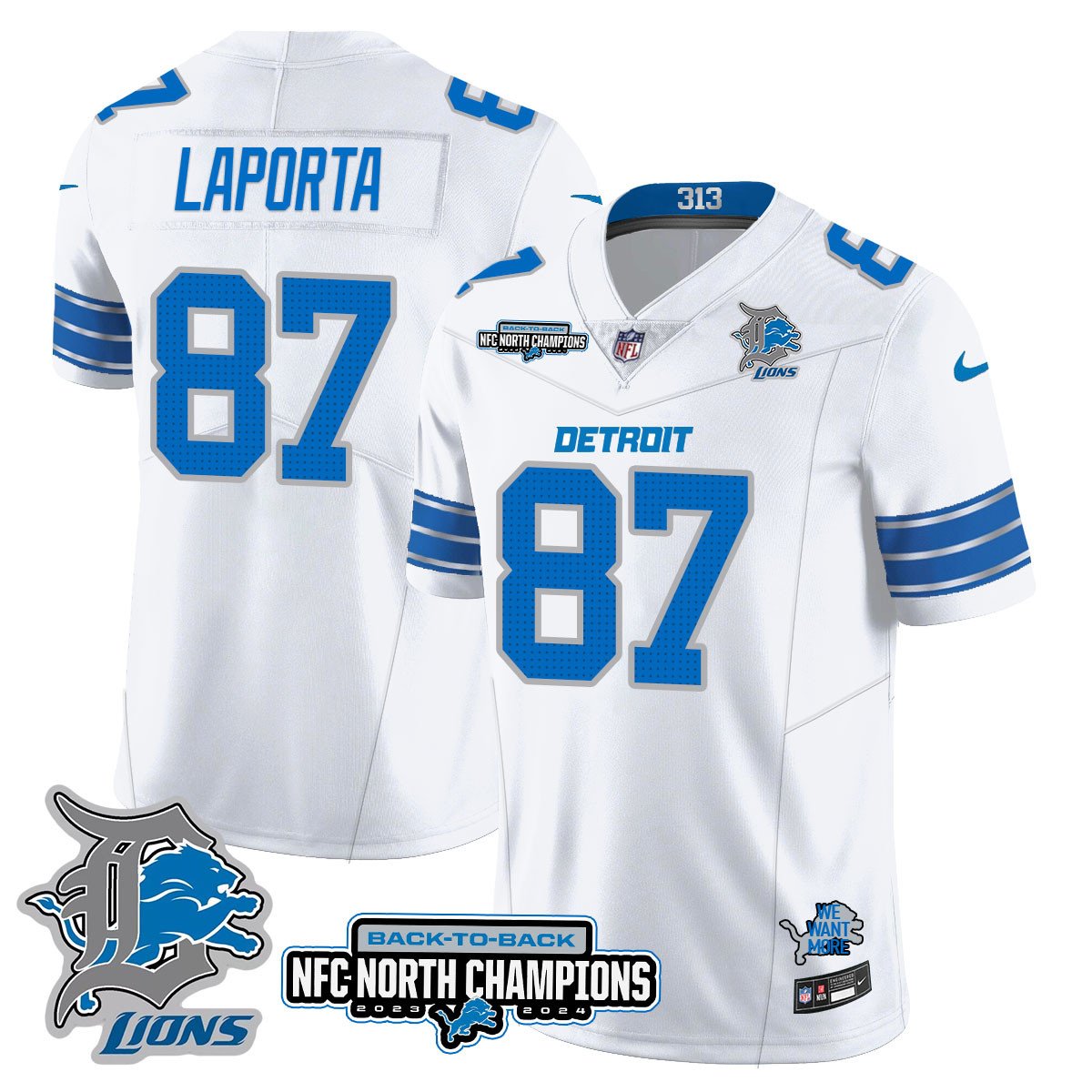 Custom Gender/Name Detroit Lions 2024 NFC North Champions Gold Jersey N3 - All Stitched