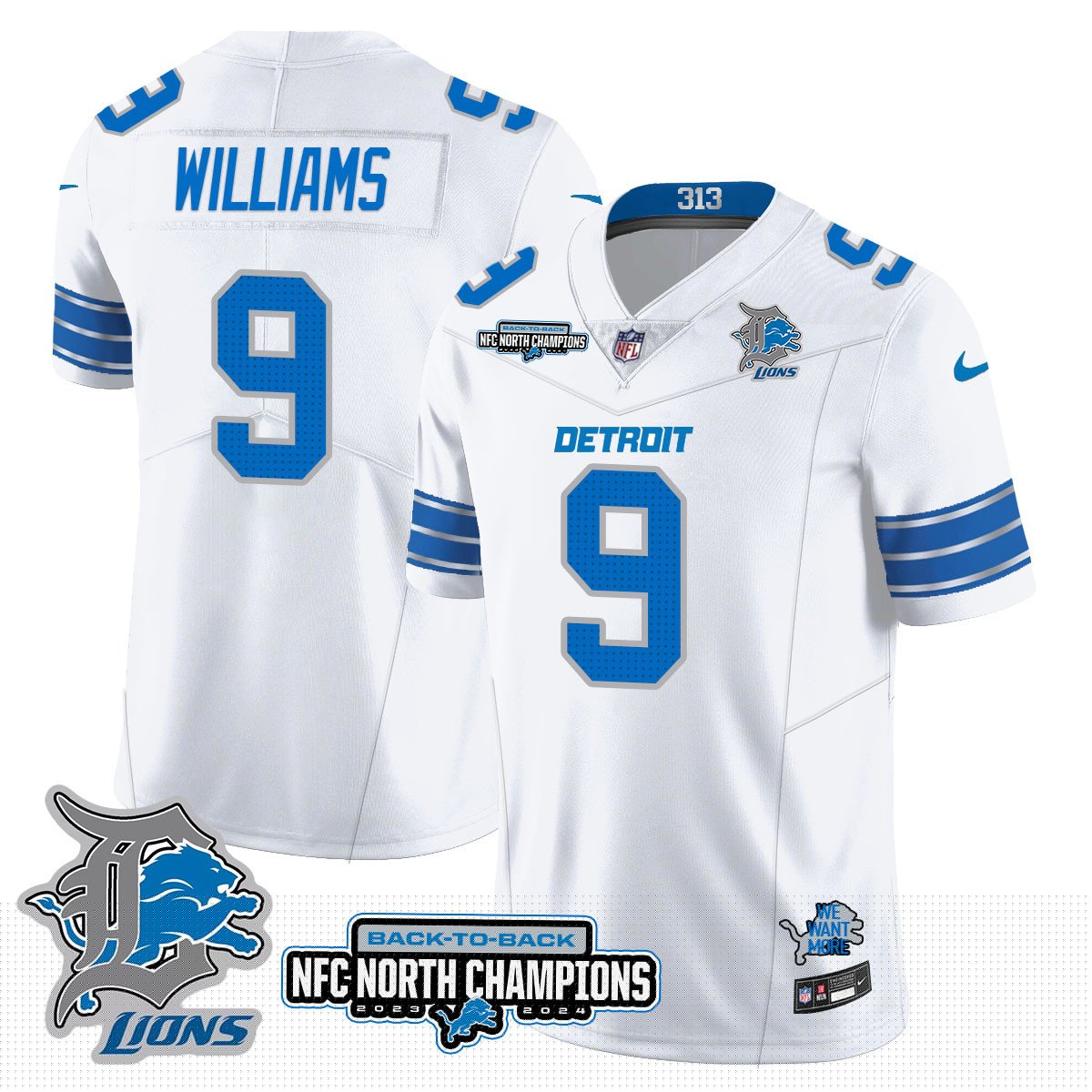 Custom Gender/Name Detroit Lions 2024 NFC North Champions Gold Jersey N3 - All Stitched