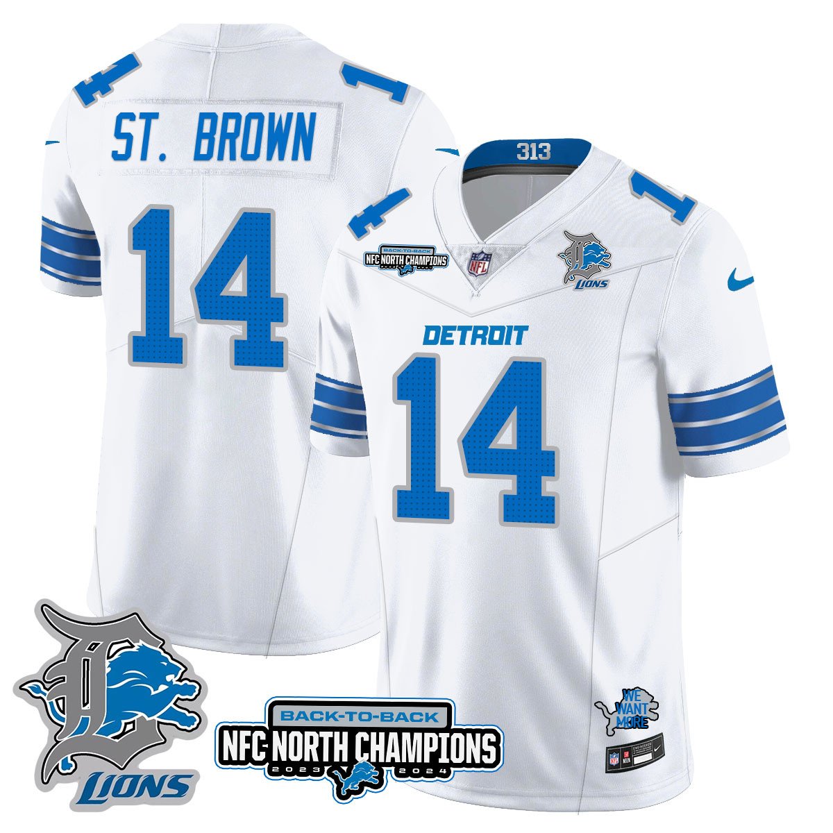 Custom Gender/Name Detroit Lions 2024 NFC North Champions Gold Jersey N3 - All Stitched