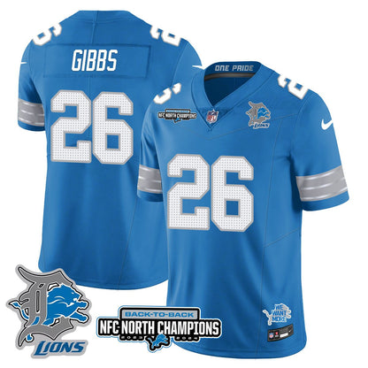 Custom Gender/Name Detroit Lions 2024 NFC North Champions Gold Jersey N3 - All Stitched