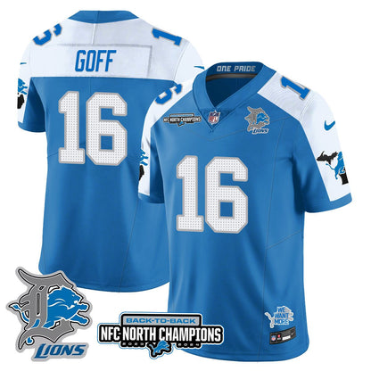 Custom Gender/Name Detroit Lions 2024 NFC North Champions Gold Jersey N3 - All Stitched