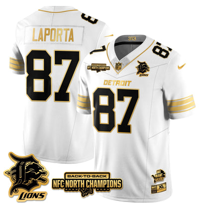 Custom Gender/Name Detroit Lions 2024 NFC North Champions Gold Jersey N3 - All Stitched