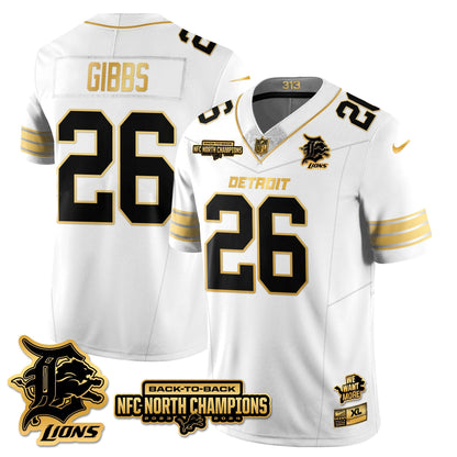 Custom Gender/Name Detroit Lions 2024 NFC North Champions Gold Jersey N3 - All Stitched