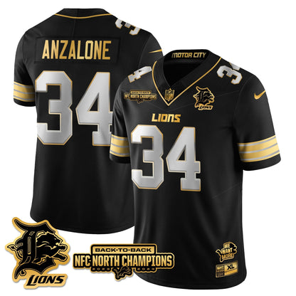 Custom Gender/Name Detroit Lions 2024 NFC North Champions Gold Jersey N3 - All Stitched