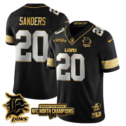 Custom Gender/Name Detroit Lions 2024 NFC North Champions Gold Jersey N3 - All Stitched