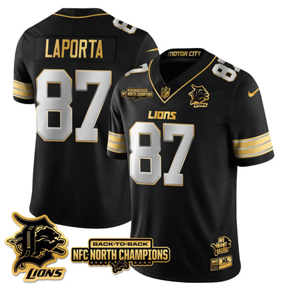Custom Gender/Name Detroit Lions 2024 NFC North Champions Gold Jersey N3 - All Stitched