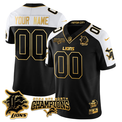 Custom Gender/Name Detroit Lions 2024 NFC North Champions Gold Jersey N1 - All Stitched