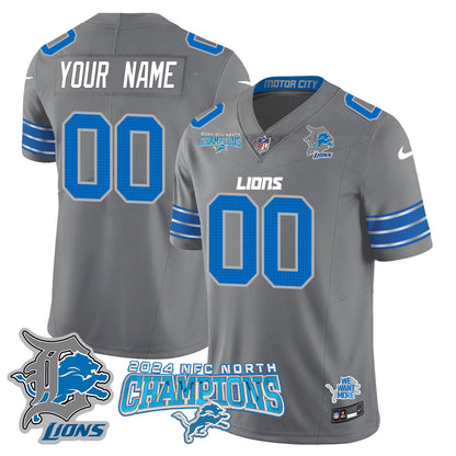 Custom Gender/Name Detroit Lions 2024 NFC North Champions Gold Jersey N1 - All Stitched