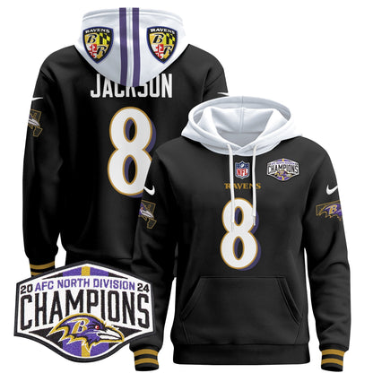 BAL 2024 AFC North Division Champions Patch Pullover Hoodie V2 - All Stitched