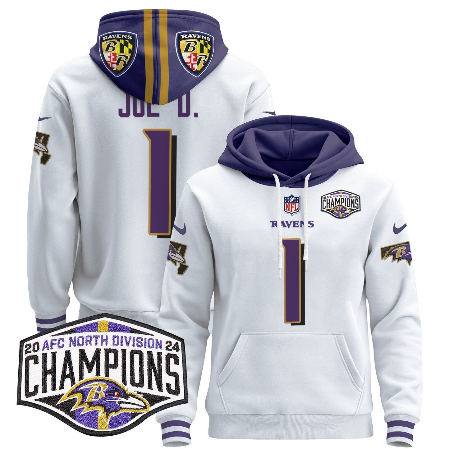 BAL 2024 AFC North Division Champions Patch Pullover Hoodie V2 - All Stitched