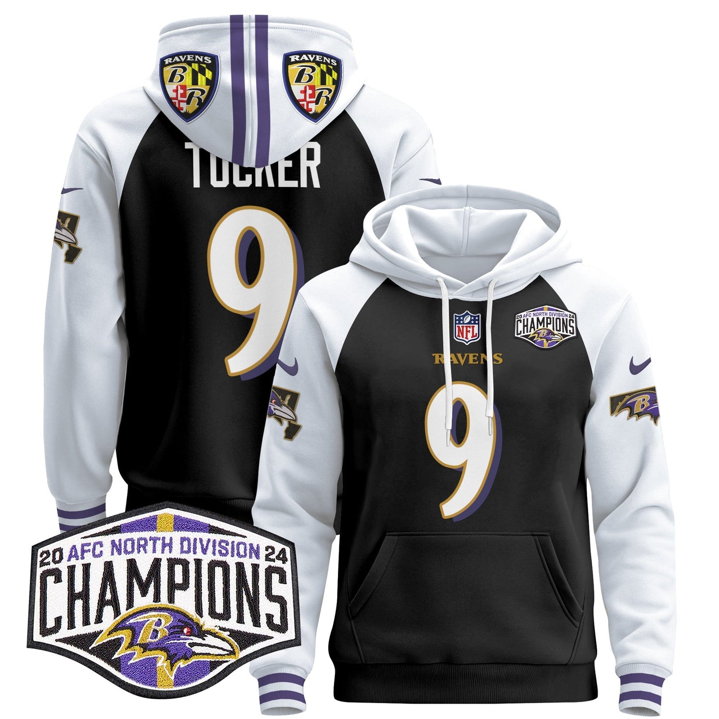 BAL 2024 AFC North Division Champions Patch Pullover Hoodie V2 - All Stitched