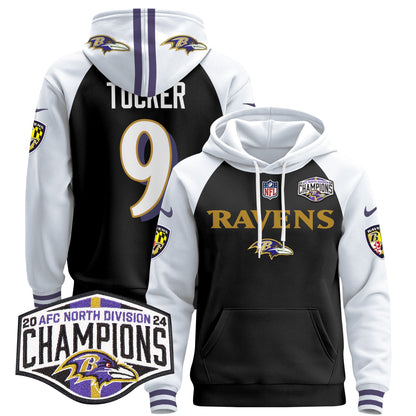 Baltimore Ravens 2024 AFC North Division Champions Patch Pullover Hoodie - All Stitched