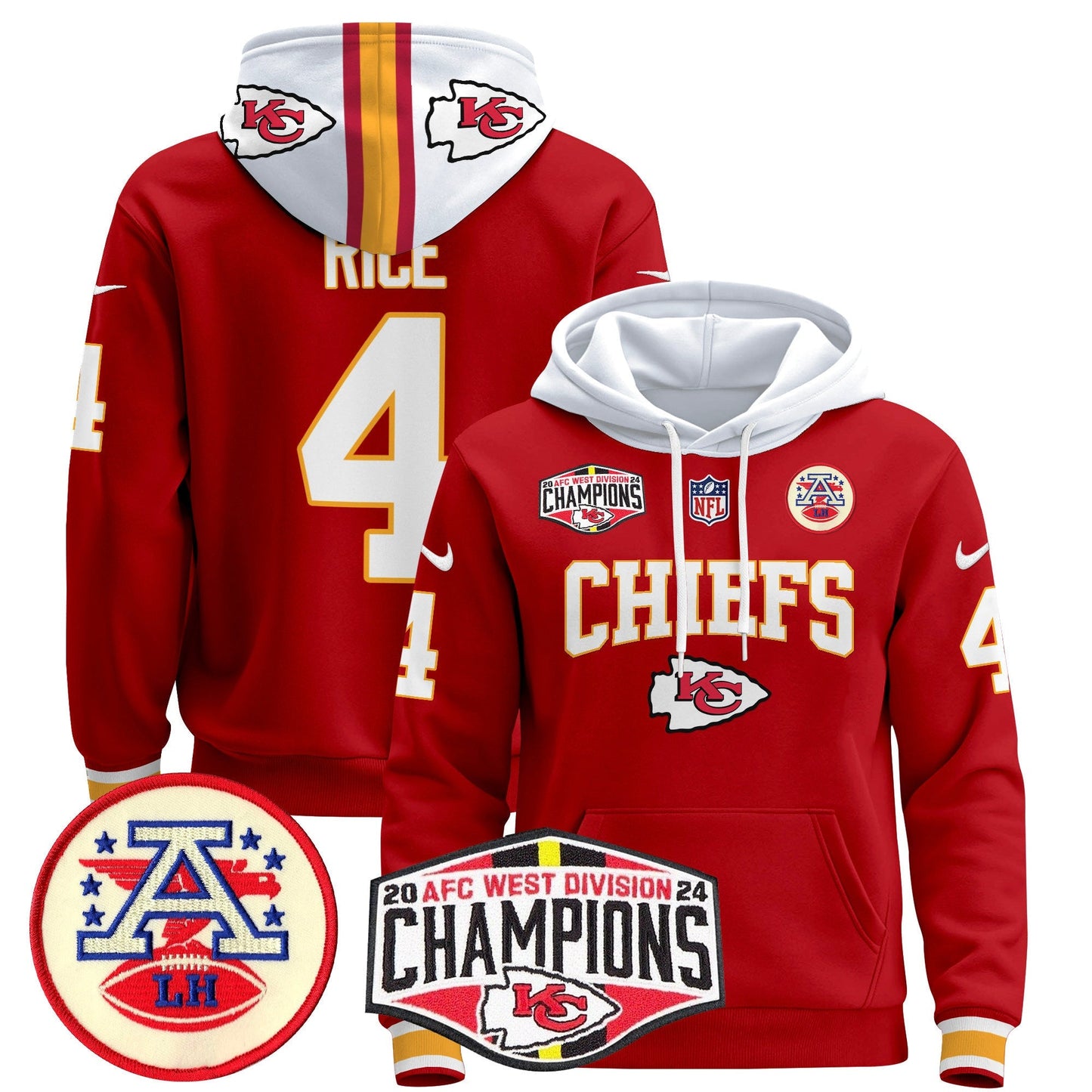 KC 2024 AFC West Division Champions Pullover Hoodie - All Stitched
