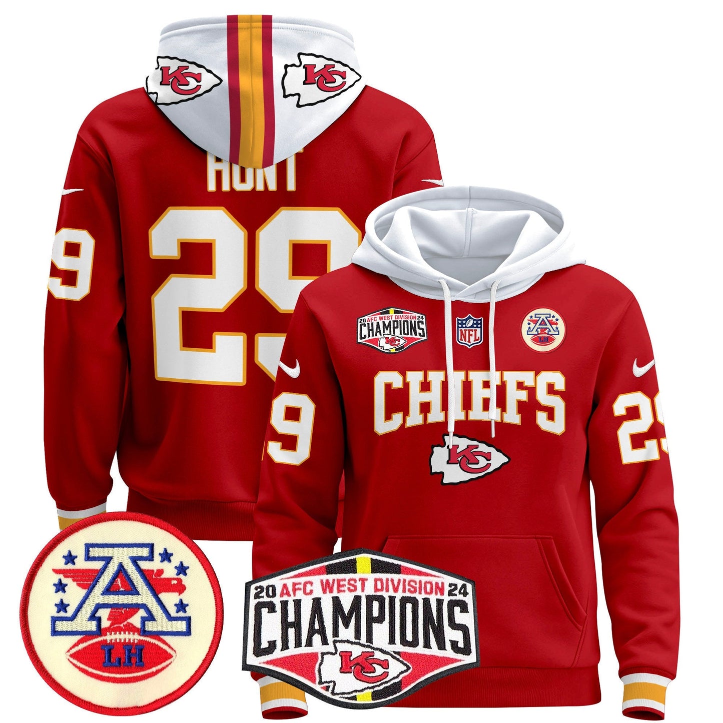 KC 2024 AFC West Division Champions Pullover Hoodie - All Stitched