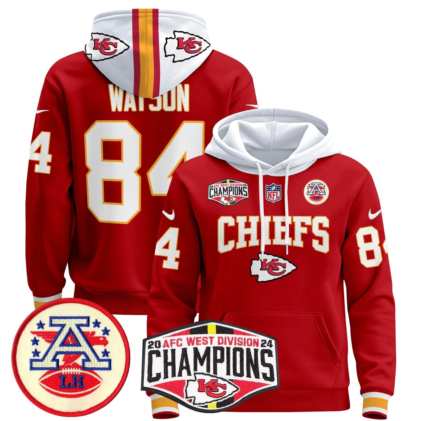 KC 2024 AFC West Division Champions Pullover Hoodie - All Stitched