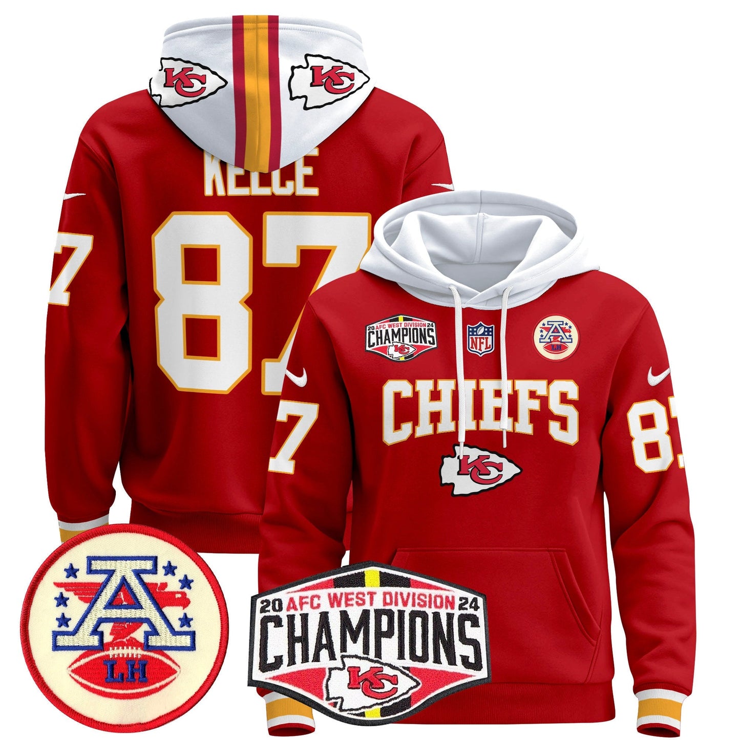 KC 2024 AFC West Division Champions Pullover Hoodie - All Stitched