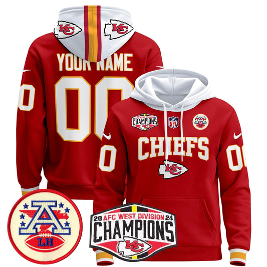 KC 2024 AFC West Division Champions Custom Pullover Hoodie - All Stitched
